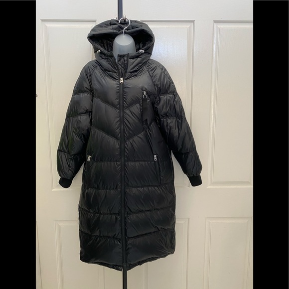 NEW wTag-7 FOR ALL MANKIND Blk Down Long Coat S - Picture 3 of 6